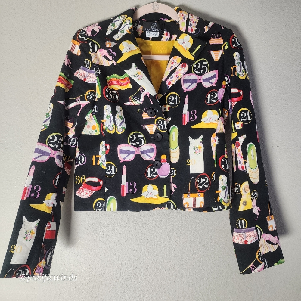 LORIZONI JACKET FASHION WITH SHOES, LIPSTICK, SUNGLASSES, DESIGN SIZE XS